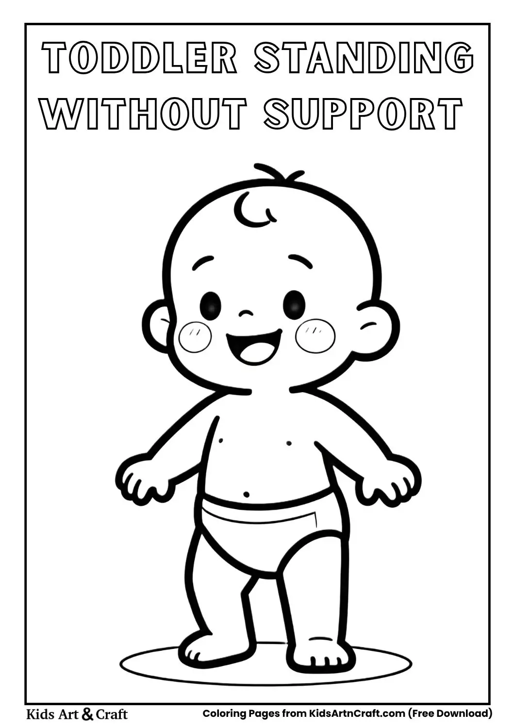 toddler standing first time coloring page black and white