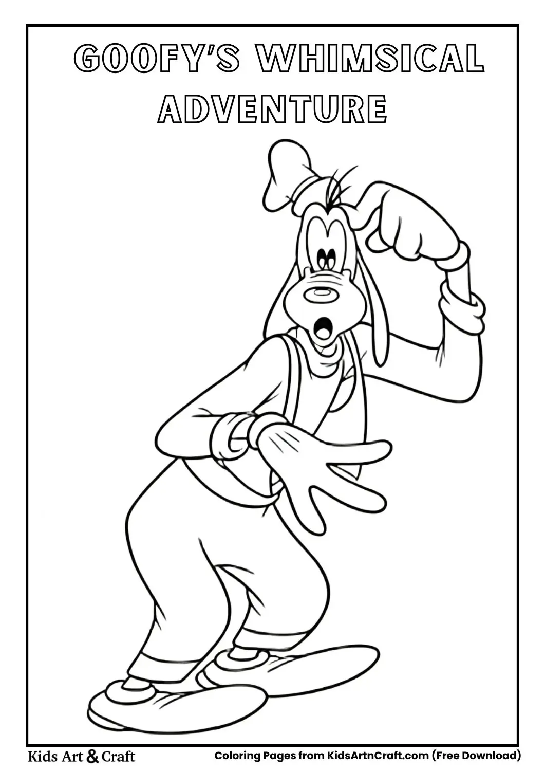 Goofy in a playful pose with bones and Mickey shapes in the background