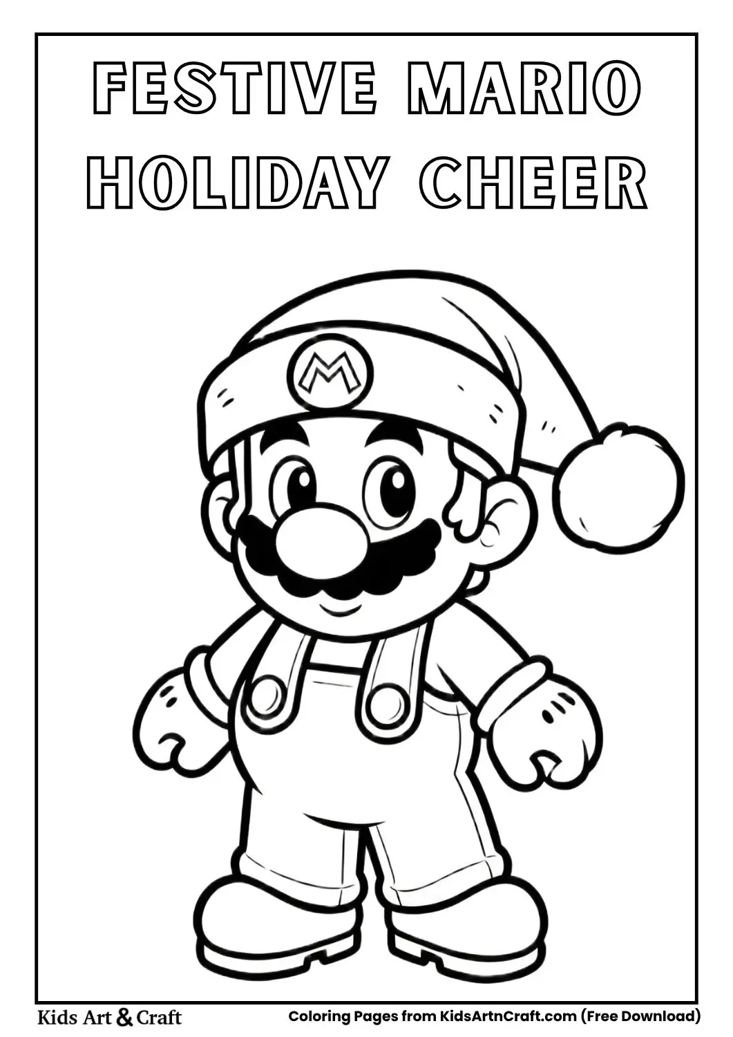 Mario wearing a Santa hat in a festive themed frame