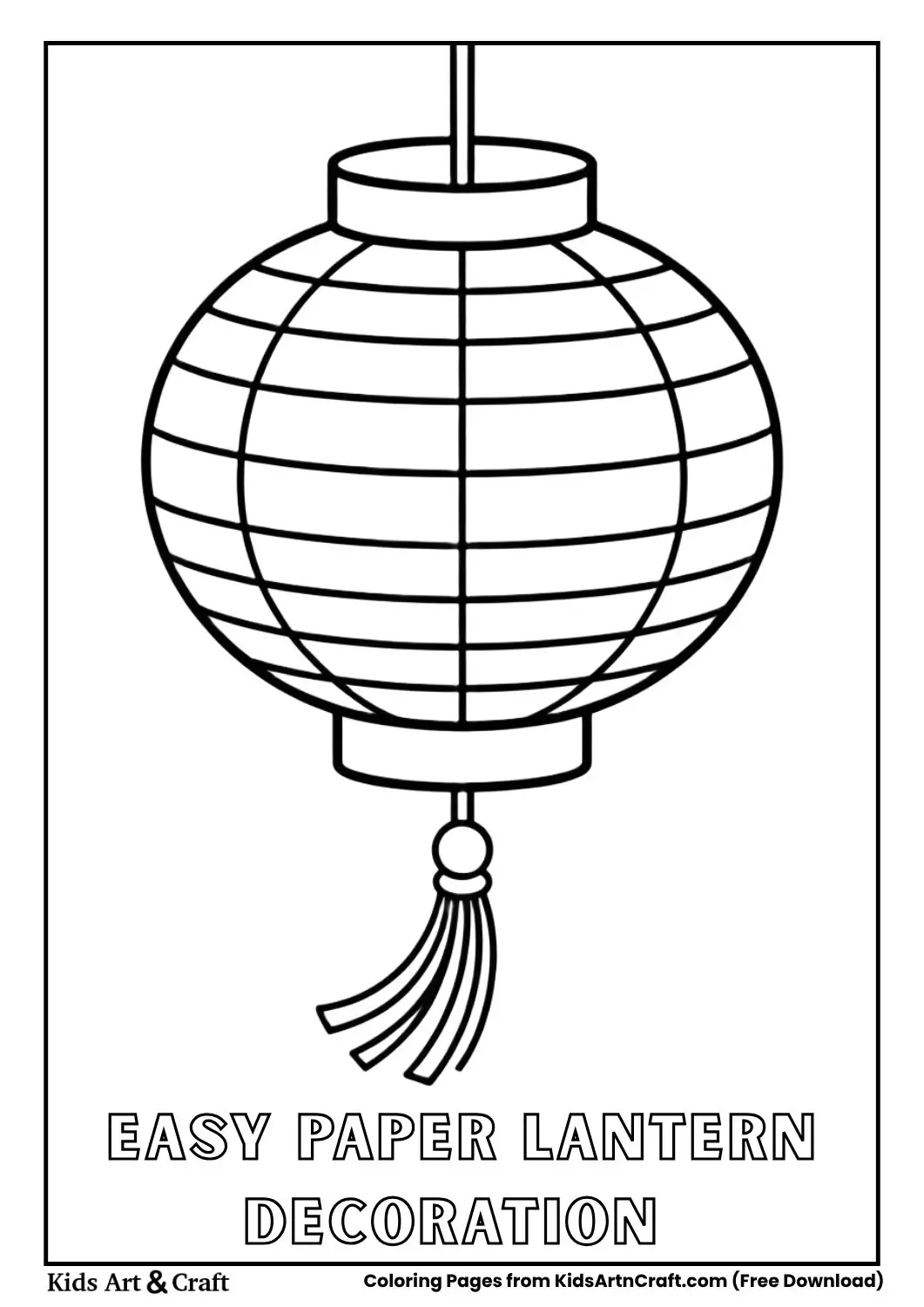 paper lantern coloring page with tassel simple design for kids