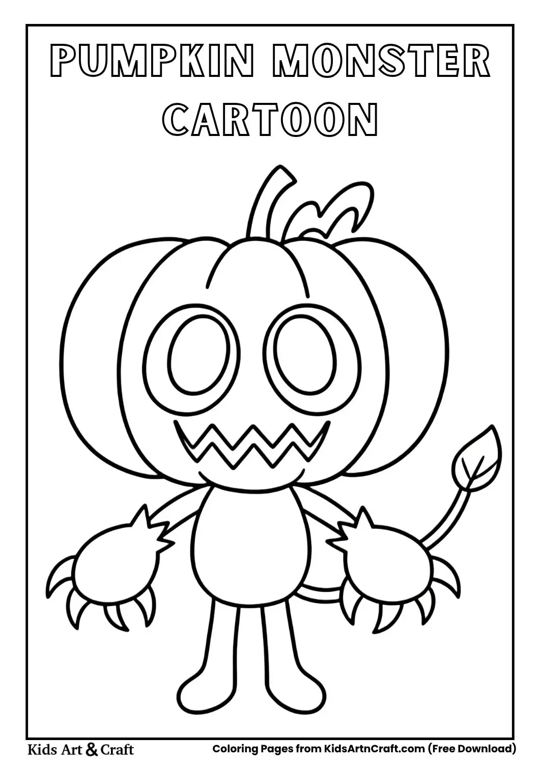 cute pumpkin monster with claws and tail