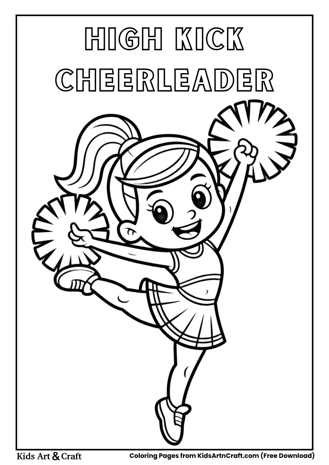 cheerleader doing high kick coloring page