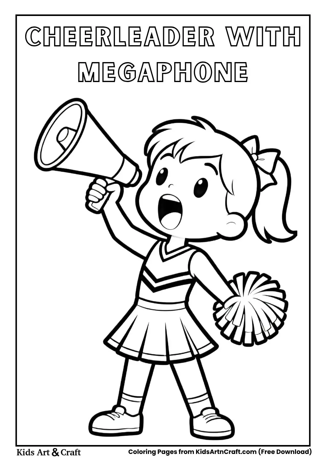 cheerleader with megaphone coloring page
