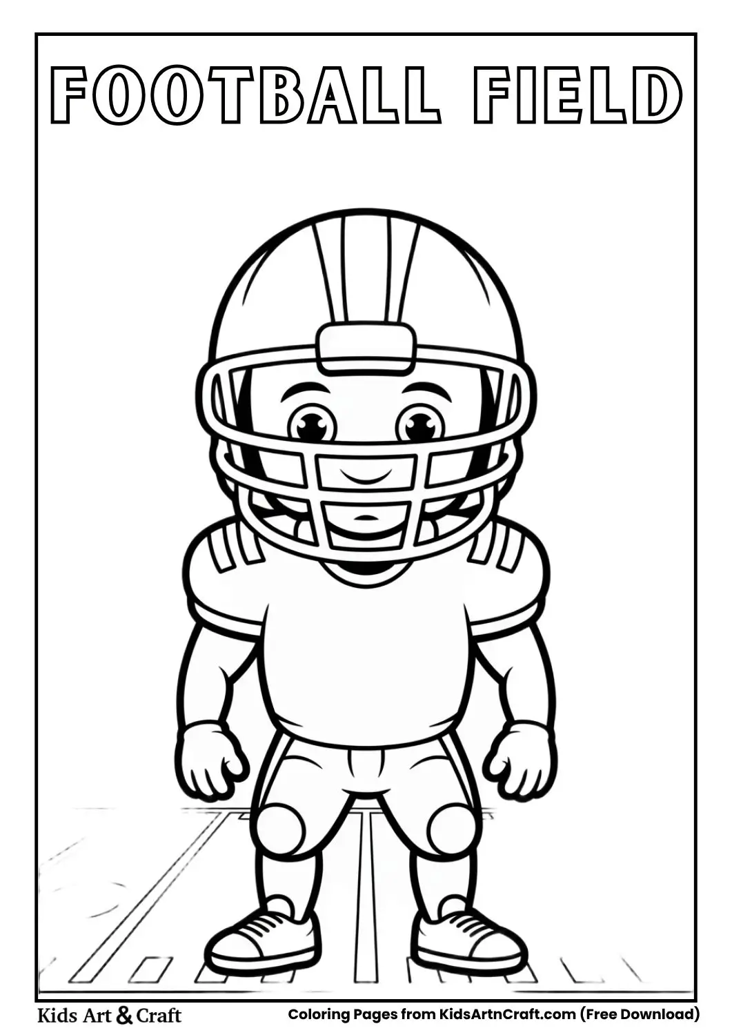 Simple football field with yard lines coloring page