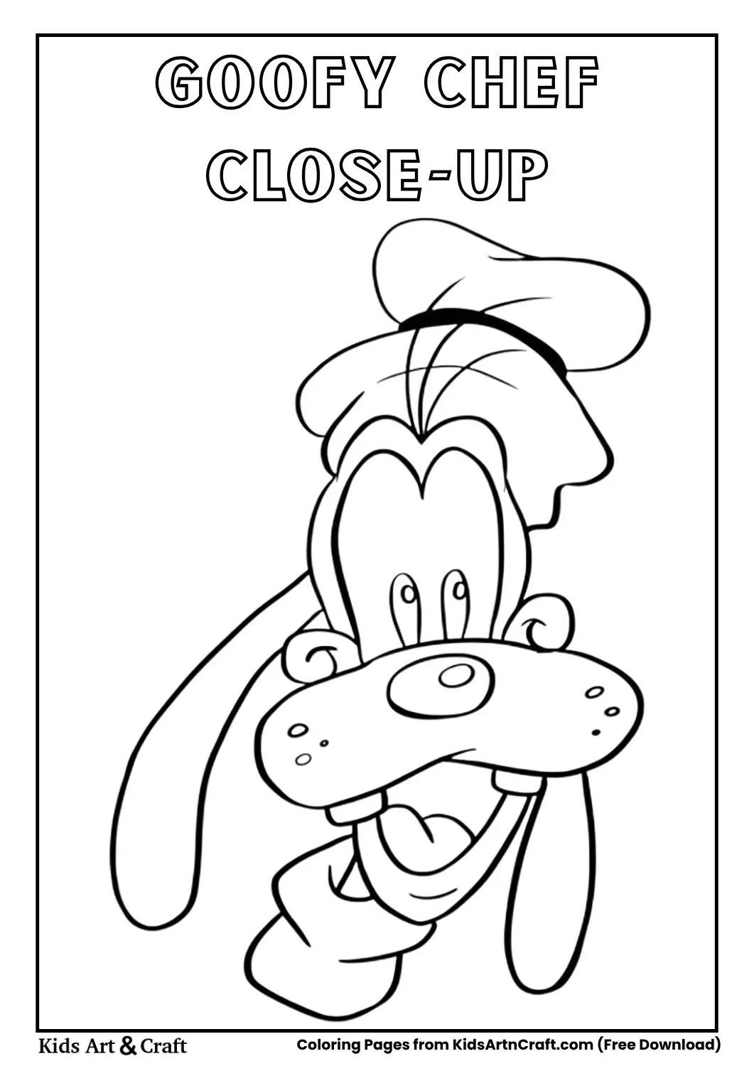 Close-up of Goofy’s face wearing a chef hat