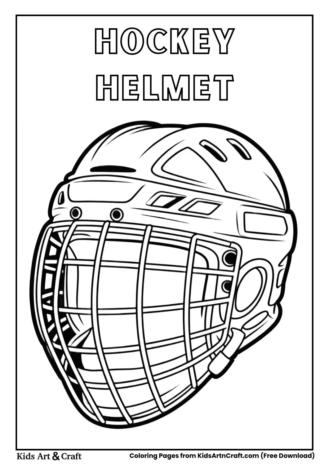 simple hockey helmet with face guard coloring page