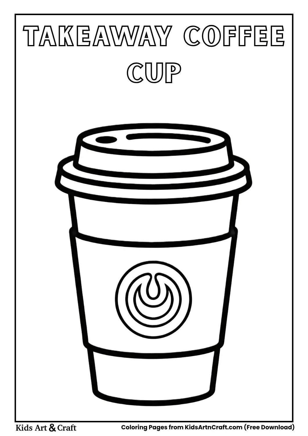 takeaway coffee cup with lid coloring page