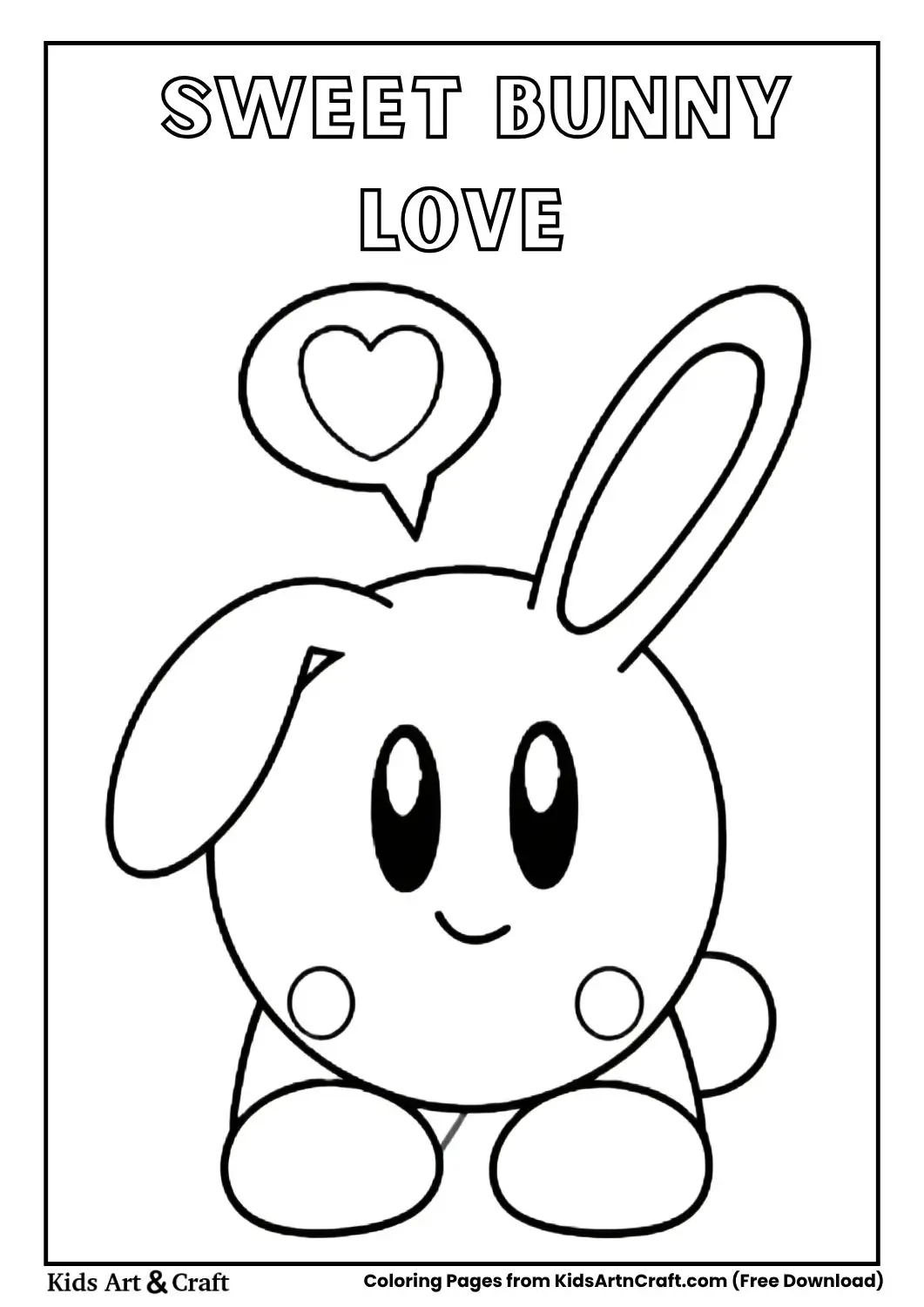 Cute bunny-like character with a heart in a speech bubble