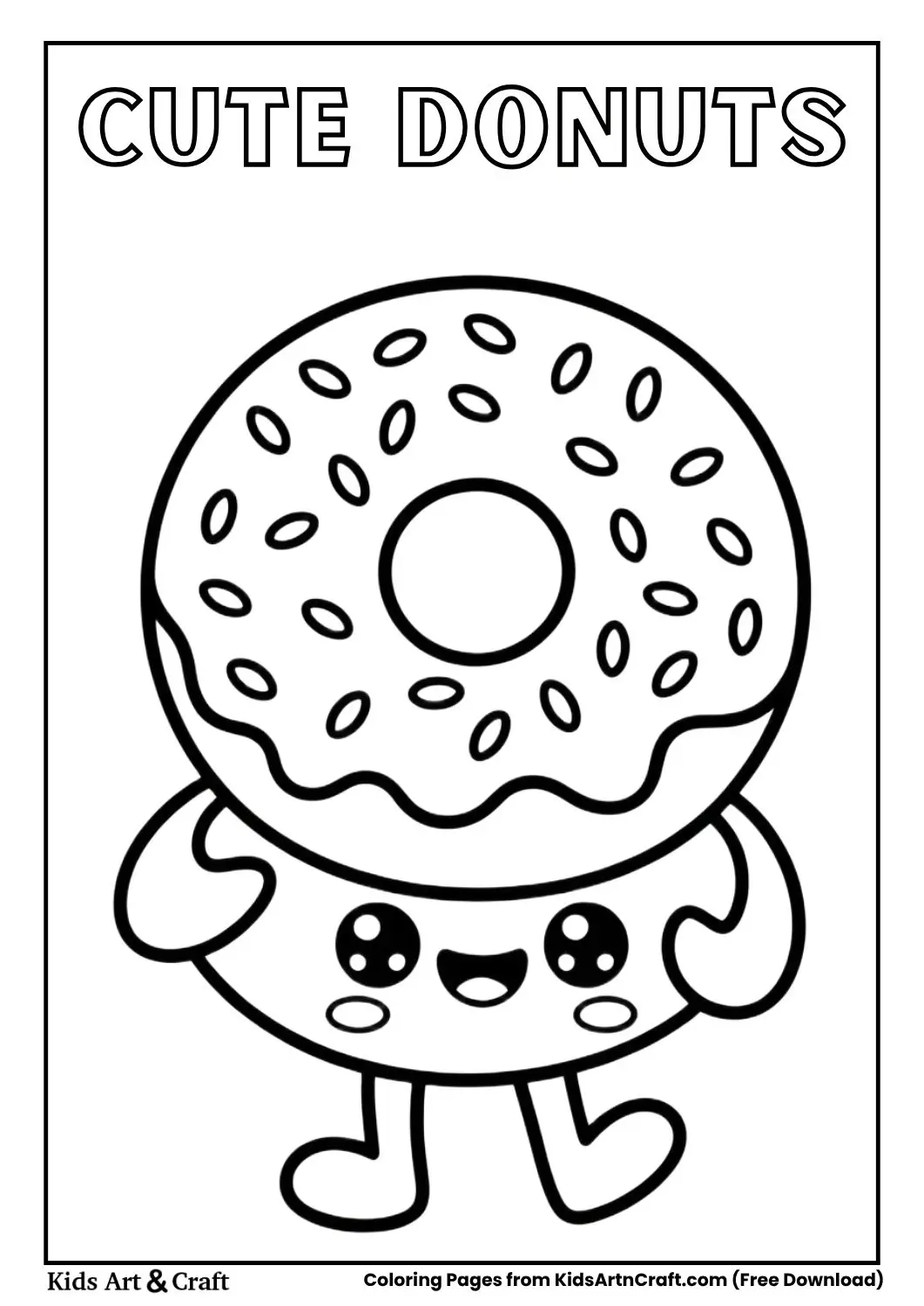 kawaii donuts sprinkles coloring page outline