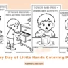 A Busy Day of Little Hands Coloring Pages for Kids