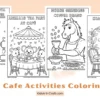 Animals Cafe Activities Coloring Pages for Kids