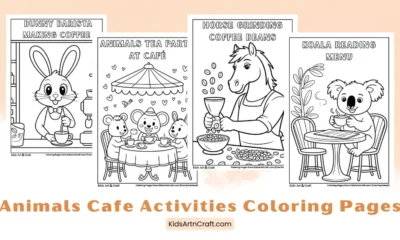 Animals Cafe Activities Coloring Pages for Kids