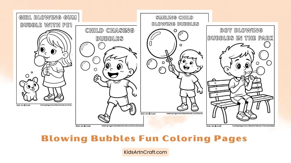 Blowing Bubbles Fun Coloring Pages for Kids