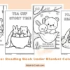 Bunny & Bear Reading Book Under Blanket Coloring Pages for Kids