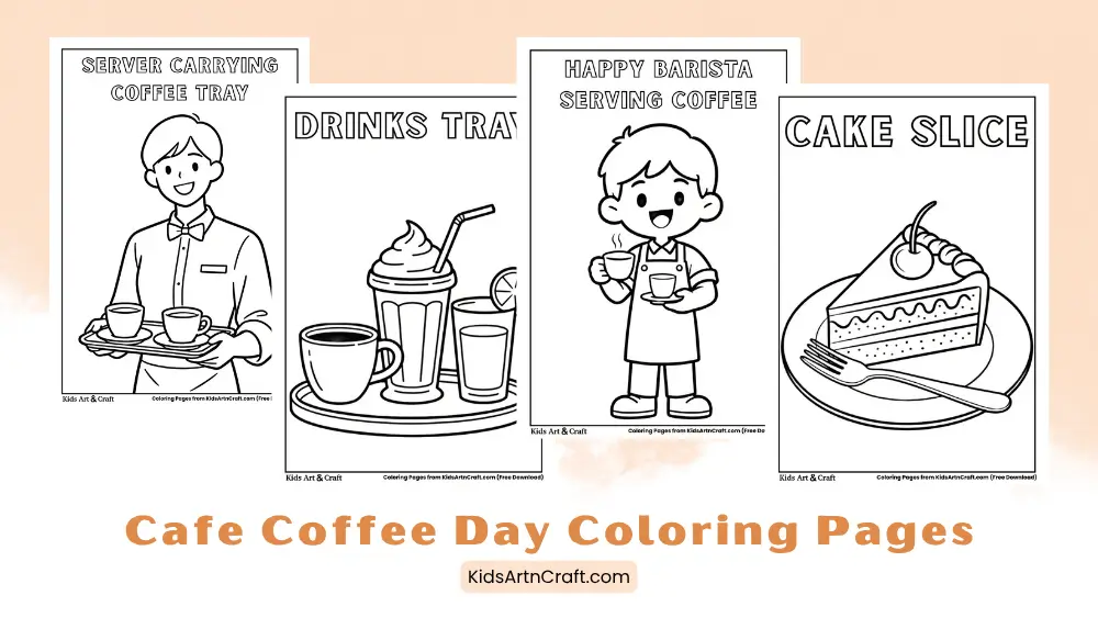 Cafe Coffee Day Coloring Pages for Kids