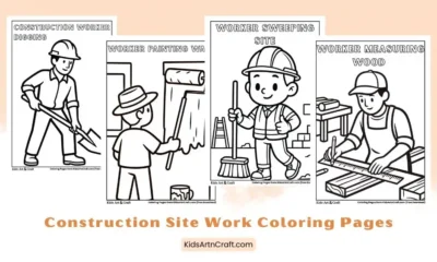 Construction Site Work Coloring Pages for Kids