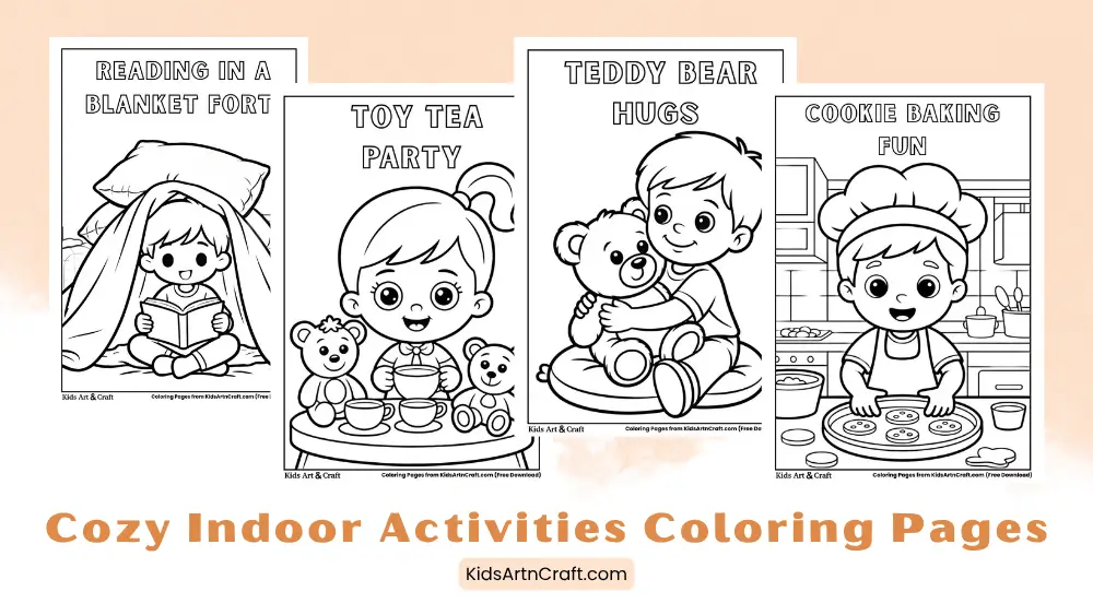 Cozy Indoor Activities Coloring Pages for Kids