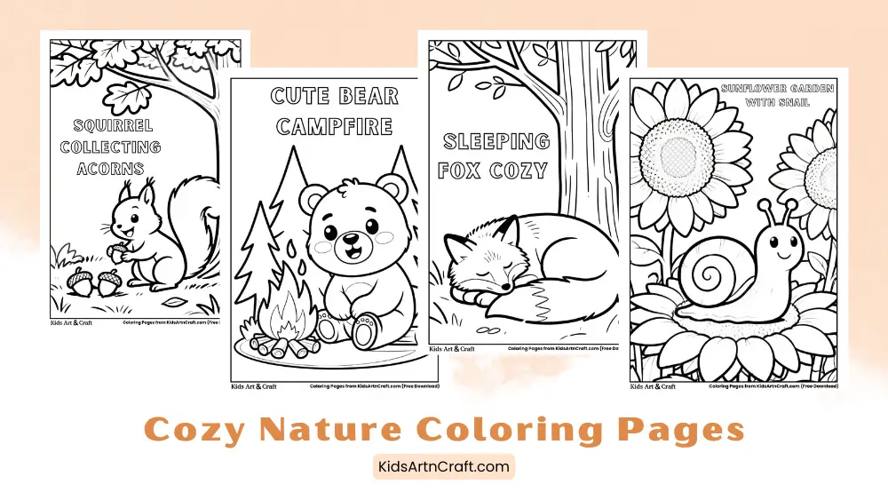 Cozy Nature Coloring Pages for Kids