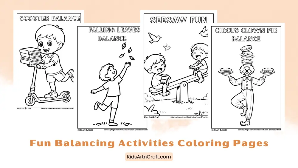 Fun Balancing Activities Coloring Pages for Kids