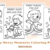 Funny Messy Moments Coloring Pages for Kids