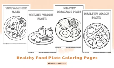Healthy Food Plate Coloring Pages for Kids