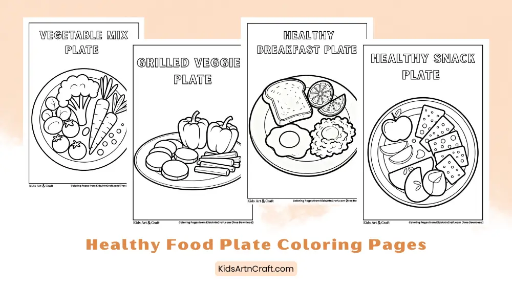 Healthy Food Plate Coloring Pages for Kids