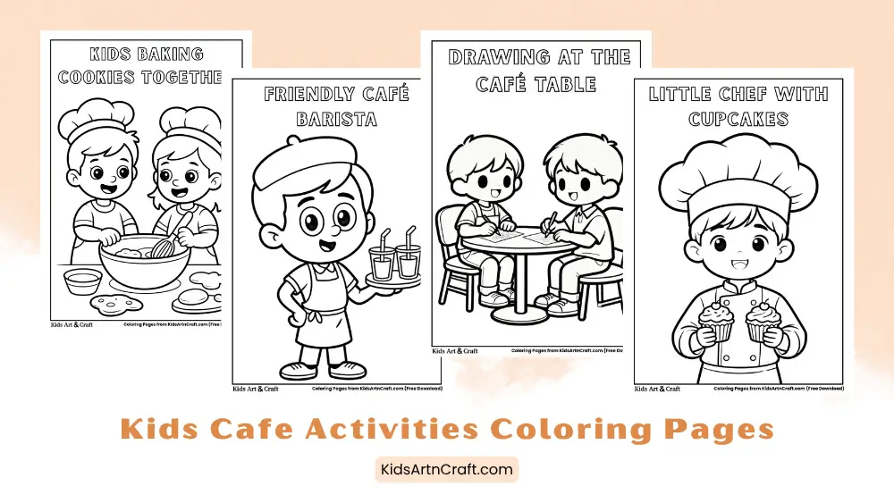 Kids Cafe Activities Coloring Pages for Kids