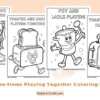 Kitchen Items Playing Together Coloring Pages for Kids