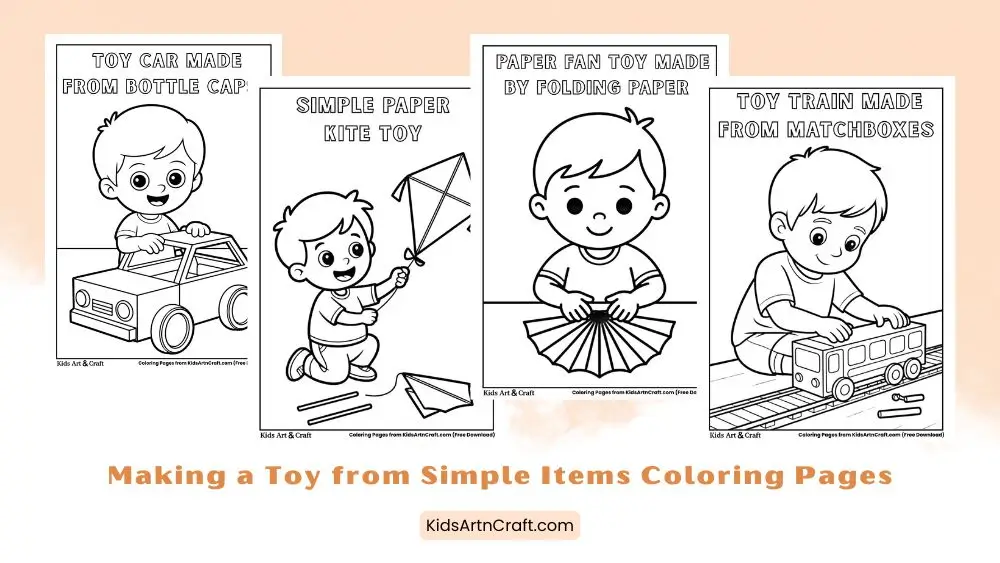 Making a Toy from Simple Items Coloring Pages for Kids