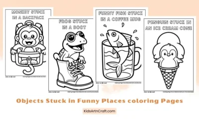 Objects Stuck in Funny Places Coloring Pages for Kids