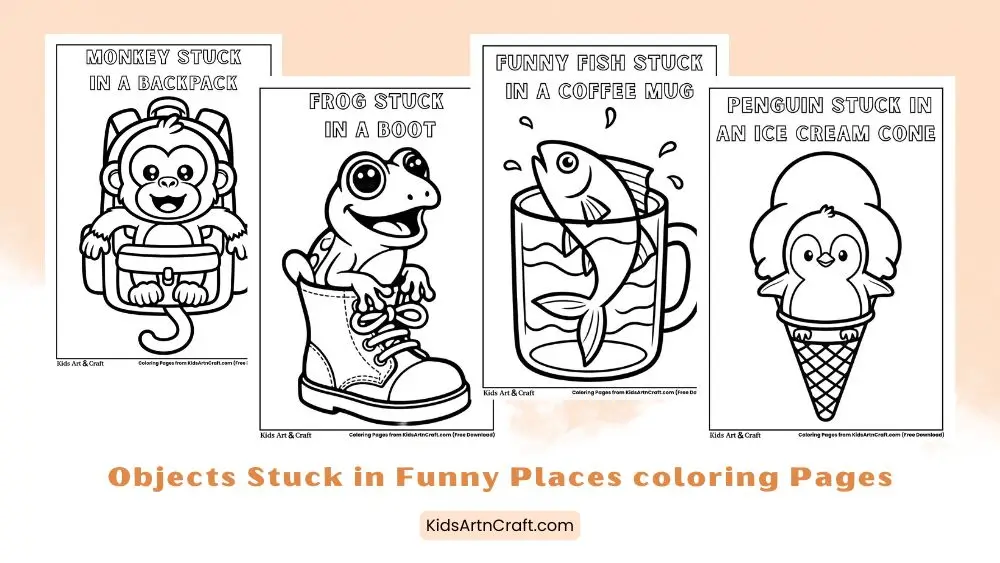 Objects Stuck in Funny Places Coloring Pages for Kids