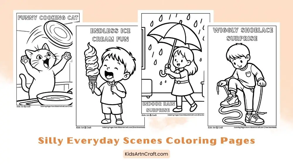 Silly Everyday Scenes Coloring Pages for Kids
