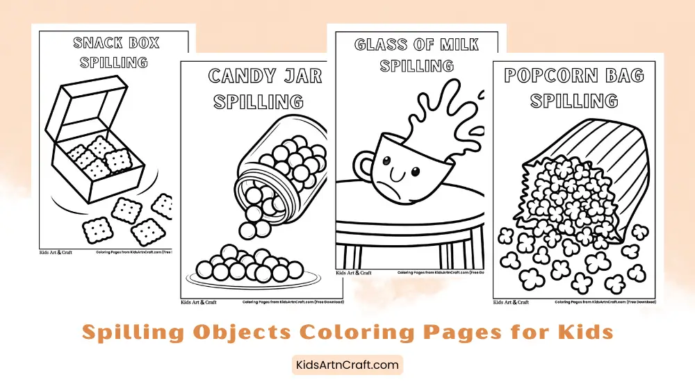 Spilling Objects Coloring Pages for Kids
