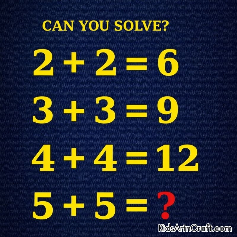 Math puzzle showing an unusual addition pattern with a missing final answer
