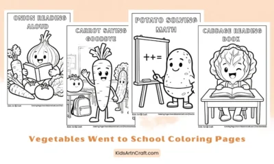 Vegetables Went to School Coloring Pages for Kids