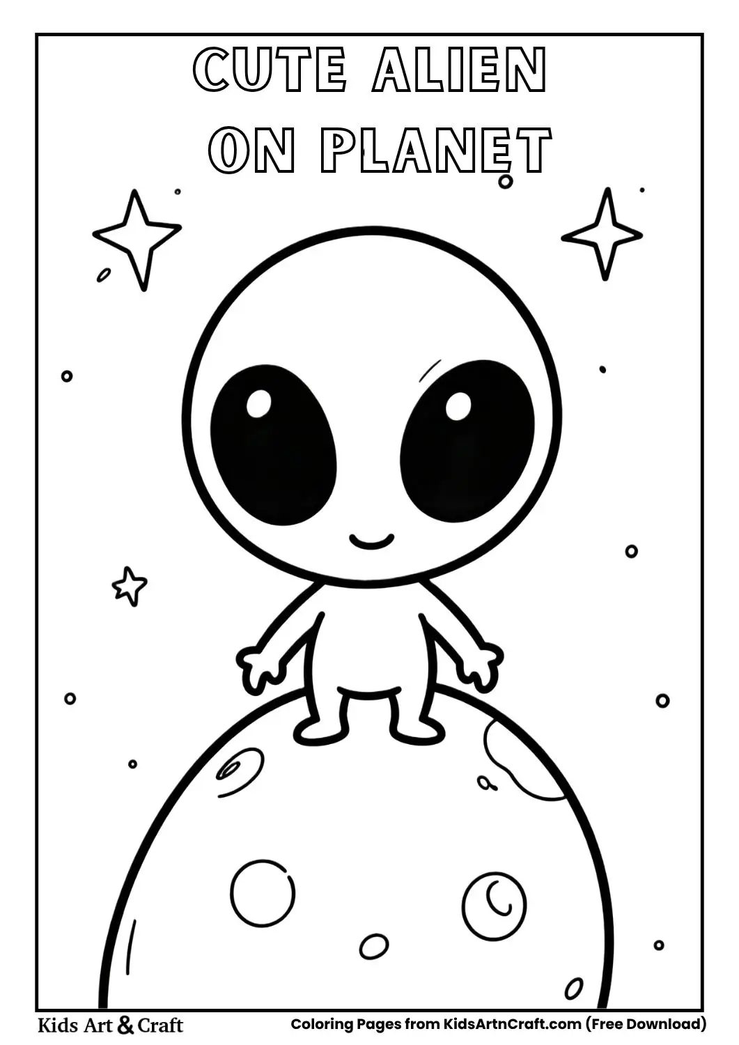 cute alien cartoon coloring page for kids