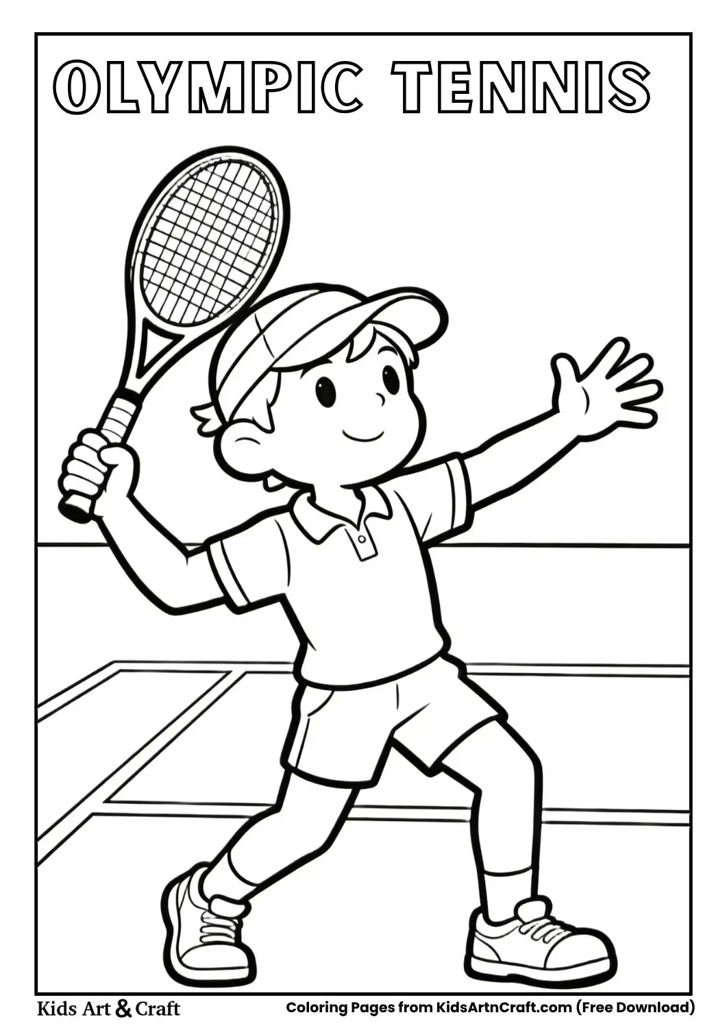 Tennis player racket coloring page for kids