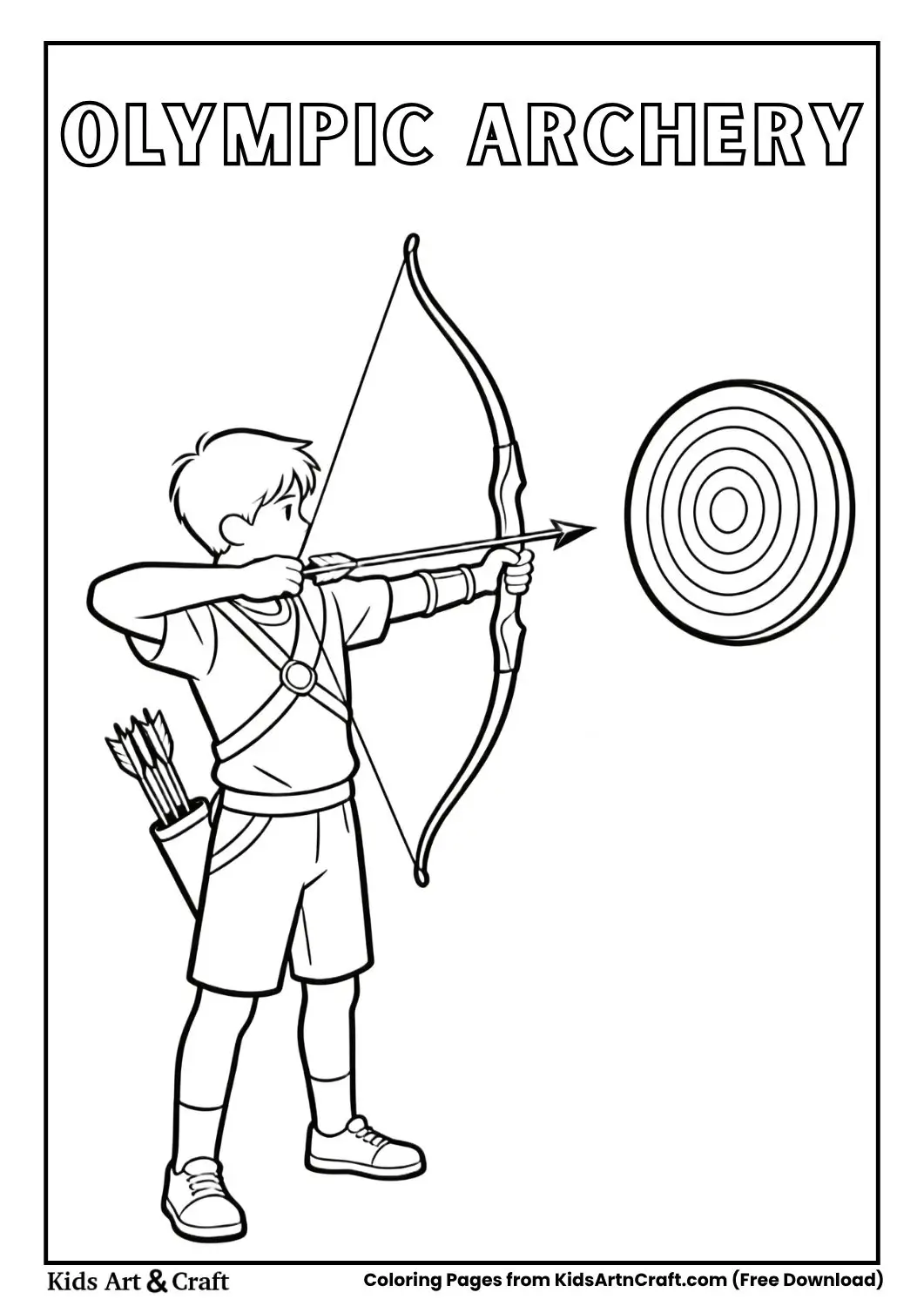 Archery athlete aiming coloring page