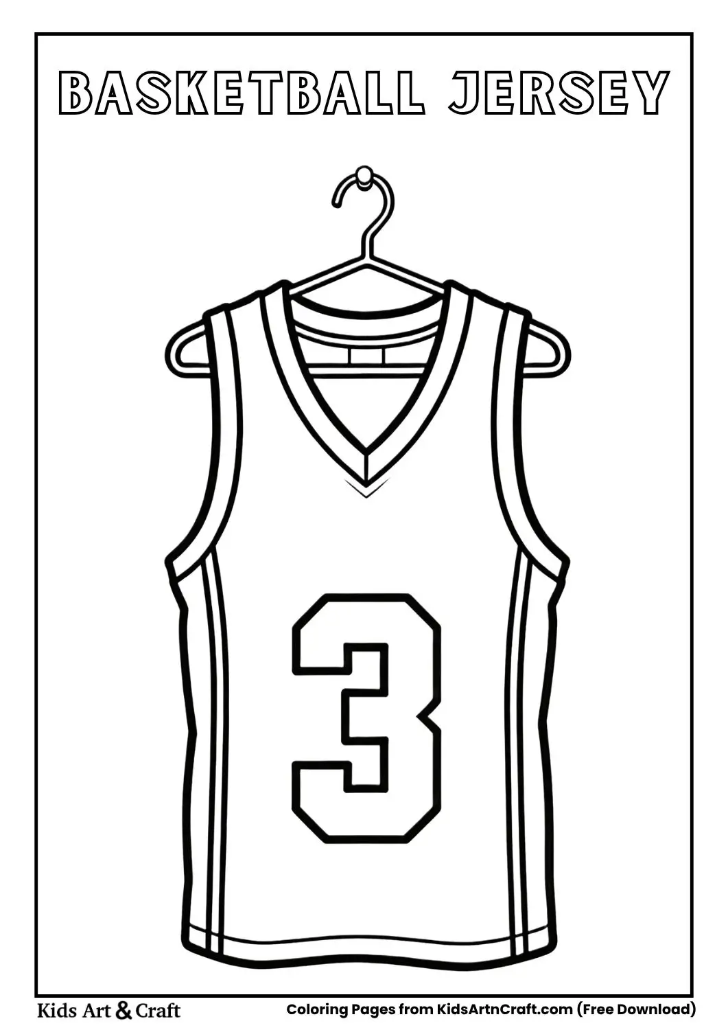 Basketball jersey coloring page for kids