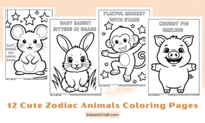 12 Cute Zodiac Animals Coloring Pages for Kids