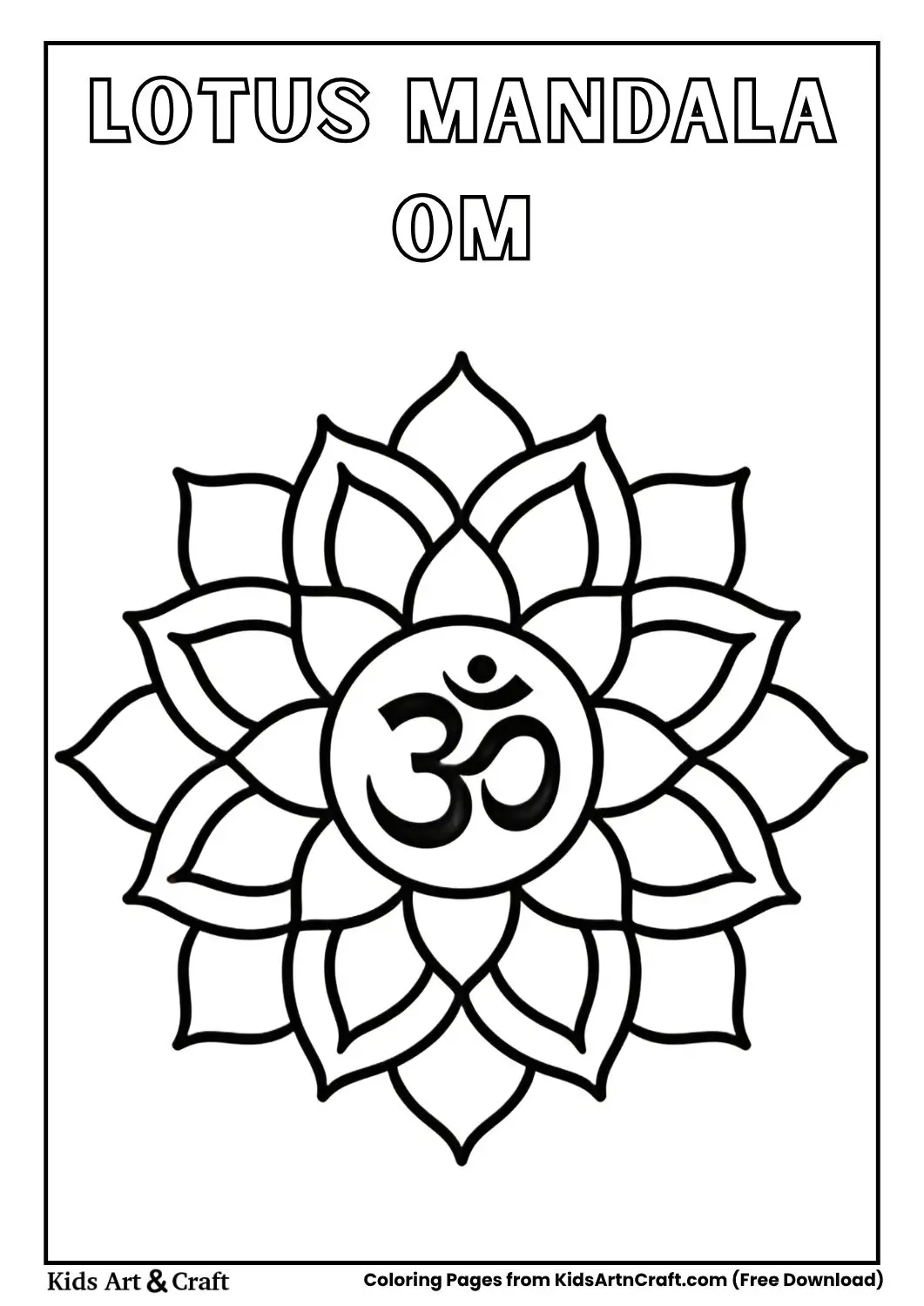 lotus mandala om simple coloring page black and white