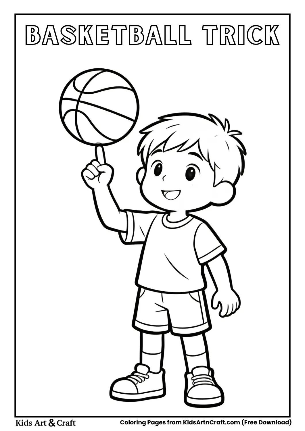 Player spinning basketball on finger coloring page