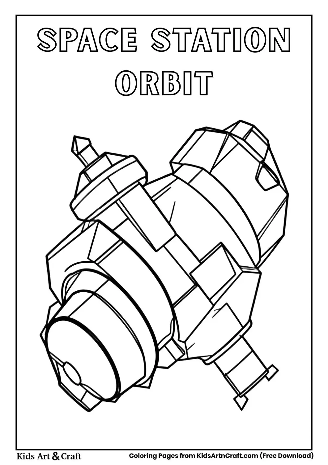 space station orbiting earth coloring page