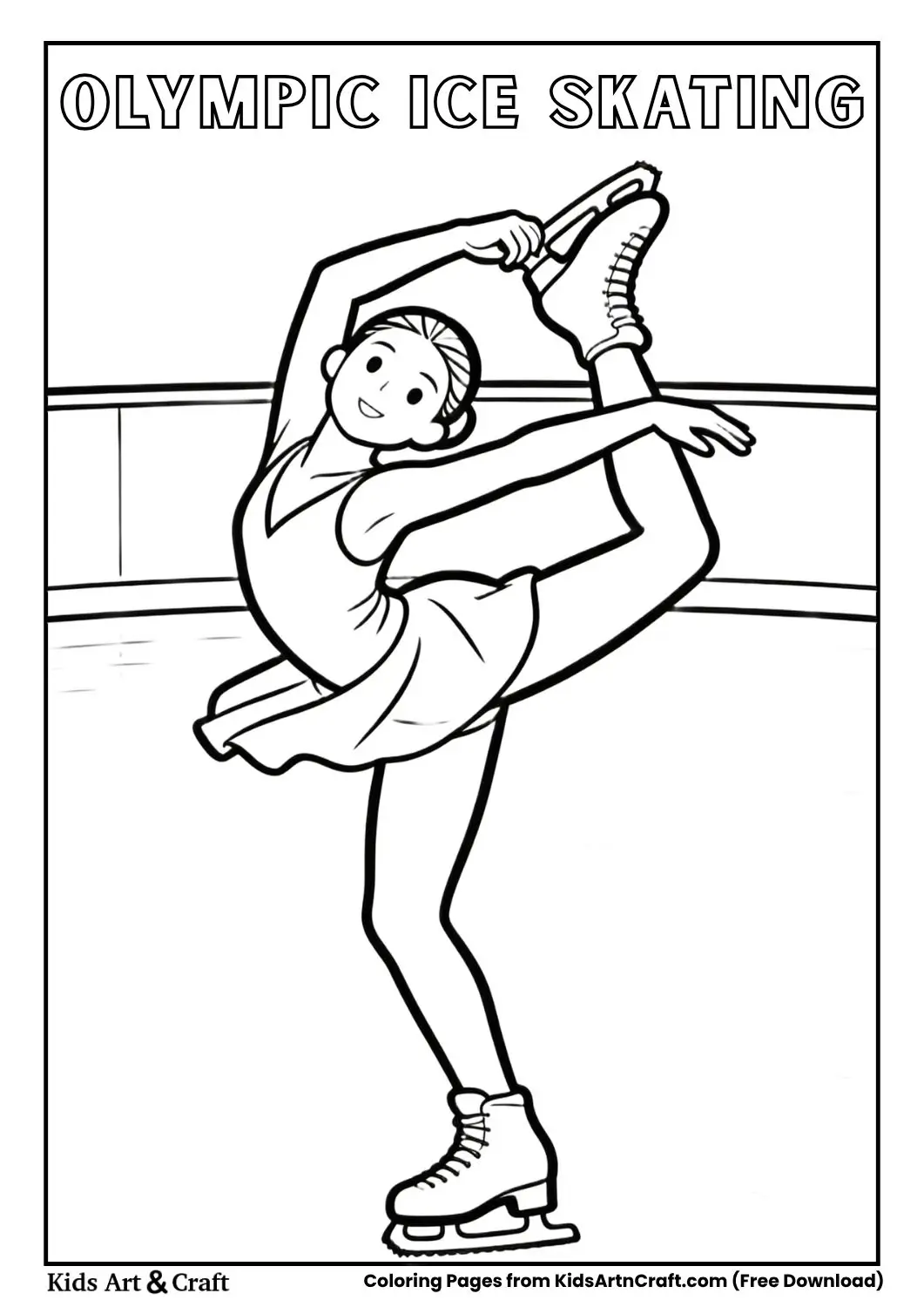Ice skating Olympic coloring page for kids