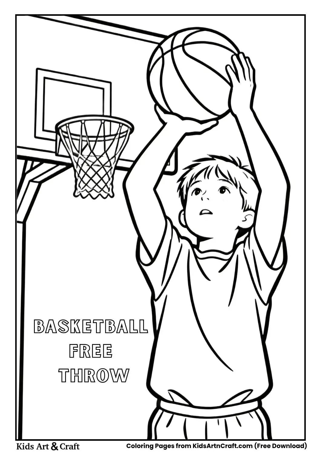 Player doing free throw coloring page
