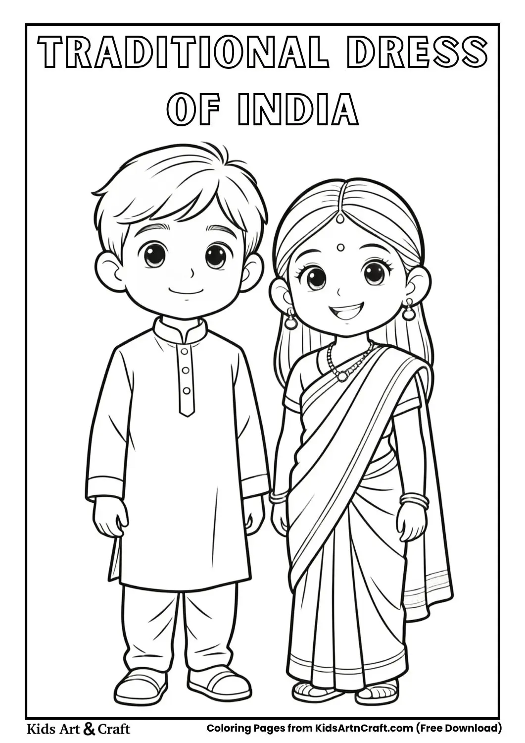 boy kurta girl lehenga coloring page