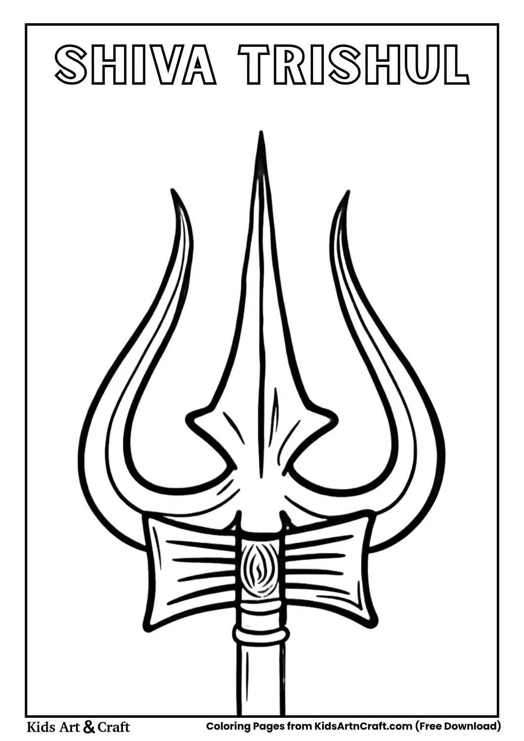 shiva trishul damru om coloring page simple