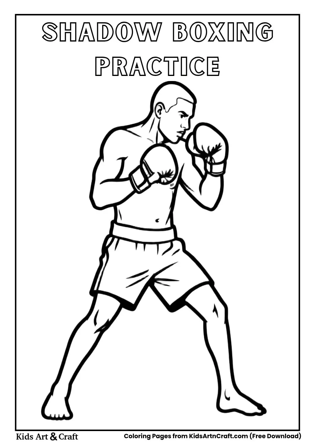 boxer shadow boxing coloring page