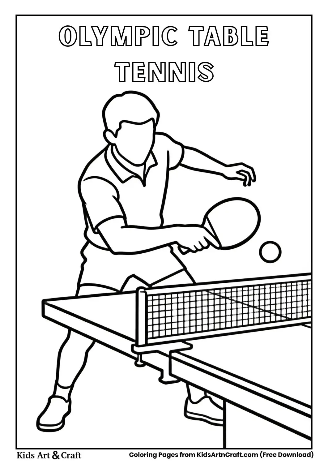 Table tennis coloring page simple