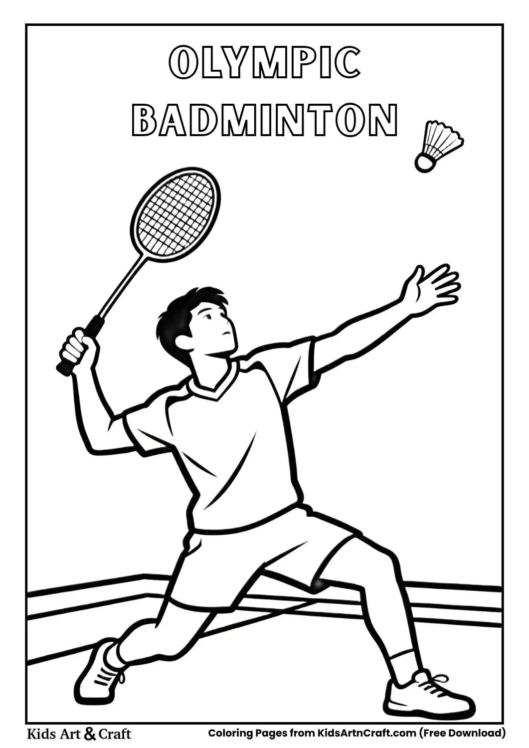 Badminton coloring page for kids
